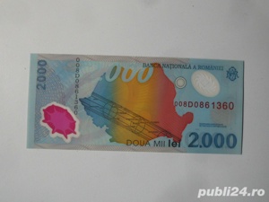 Vând bancnotă de 2.000 de lei,ediția eclipsa de soare august 1999 Seria D