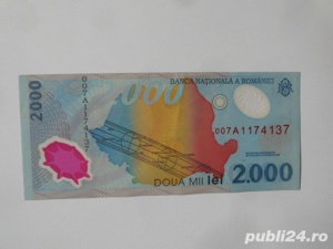 Vând bancnotă de 2.000 de lei, ediția eclipsa de soare august 1999 Seria A - imagine 2