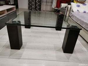 Masa Roche Bobois Paris sticla living cafea cocktail deosebita - imagine 3