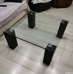 Masa Roche Bobois Paris sticla living cafea cocktail deosebita - imagine 2