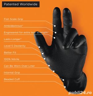 Set 50 bucati Manusi Grippaz portocaliu, Nitril, groase si rezistente, marimea XXL - imagine 3