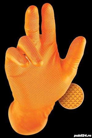 Set 50 bucati Manusi Grippaz portocaliu, Nitril, groase si rezistente, marimea XXL - imagine 6