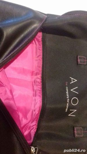 geanta pentru laptop  neagra cu interior roz  - imagine 3