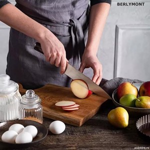 Set Cutite bucatar, otel damasc, Cutit japonez forjat manual, Full Tang, antiaderent, de dezosat - imagine 3