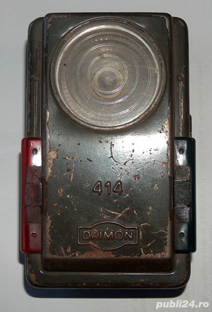 lanternă germană WW2 Daimon 414 cu 2 filtre (roşu & verde), bine păstrată