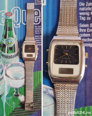 Ceas vintage TURO analog/digital, mecanic funcțional