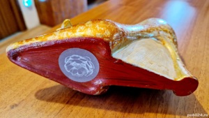 Pusculita condur Art Deco ceramica pictata manual - imagine 4