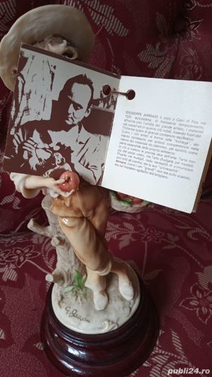 Sculptura Portelan Fin Antic Originala G.Armani Florence Inaltime 30cm soclu lemn+prospect G.Armani - imagine 3