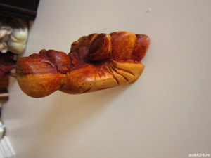 sculptura Happy Buddha miniatura feng shui fericire lemn Suar cadou rar - imagine 3