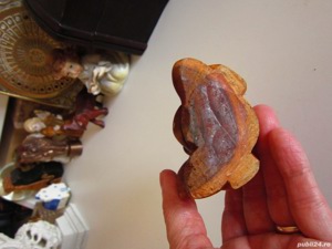 sculptura Happy Buddha miniatura feng shui fericire lemn Suar cadou rar - imagine 2