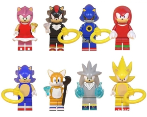 Set 8 Minifigurine noi tip Lego Sonic pack1 cu Metal Sonic si Amy Rose