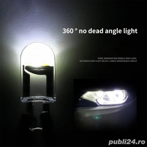 Bec Led T10 W5W Sticla Canbus Alb Pur 6000k  - imagine 2