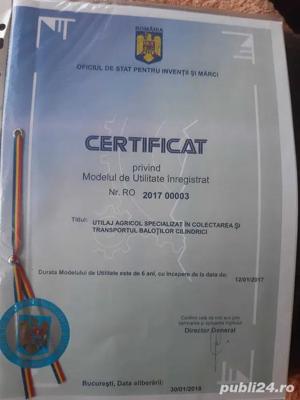 Inventie + prototip Remorca autoincarcatoare cu transport baloti rotunzi - imagine 3