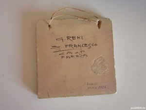 cadou deosebit Sf.Francisc de Assisi placa ceramica vintage pictata 1956 Italia  - imagine 2