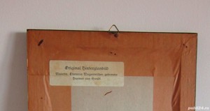 cadou rar Sfantul Mihail +Flori , pictura pe sticla,semnate, rame lemn, Germania - imagine 6