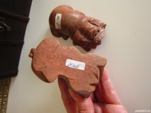 cadou rar caine Bulldog sculptura lemn Suar miniatura Indonezia 1970 - imagine 5