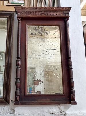 Oglinda foarte veche cu rama din lemn masiv - imagine 5