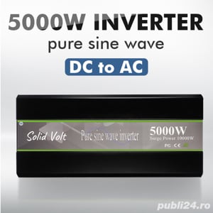 Invertor sinus pur, 5000W/10.000W,12/24V - ieșire 220V, sisteme fotovoltaice, campervan