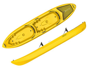 Black Friday: caiac Sit-On-Top Tandem, Axoos, 3,60 metri, verde galben - imagine 4