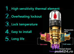 Vana amestec termostatat vana mixare vana antioparire vana 3 cai robinet termostatat - imagine 3