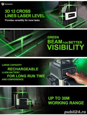Nivela laser 4D 16 linii cu telecomanda și acumulator - imagine 4