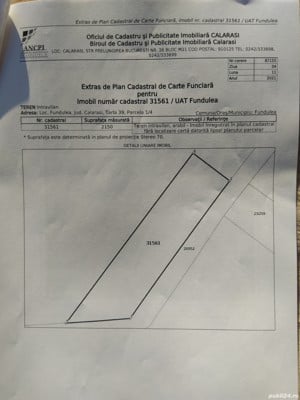 2150 m2 Town Land for development in Fundulea 30 Km from Bucharest linked by A2 motorway