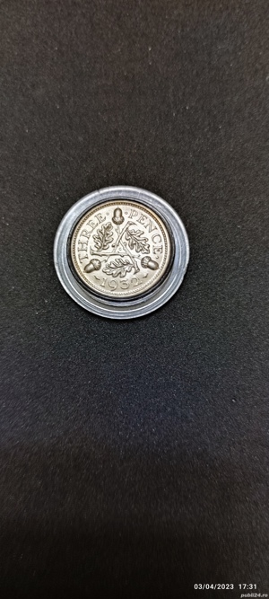 Moneda argint 3 Pence, MAREA BRITANIE, 1932 - imagine 2