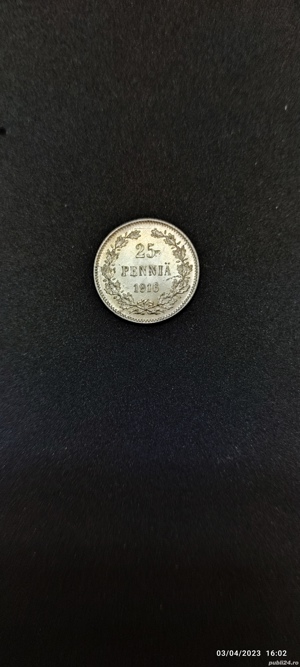 Moneda argint 25 Pennia, FINLANDA, 1916 - imagine 2