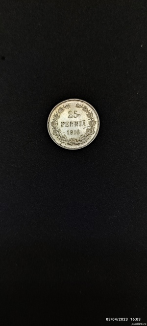 Moneda argint 25 Pennia, FINLANDA, 1916 - imagine 3
