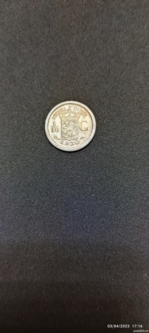Moneda argint 1:10 Gulden, INDIILE DE EST OLANDEZE, 1920