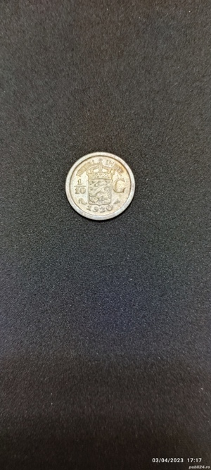 Moneda argint 1:10 Gulden, INDIILE DE EST OLANDEZE, 1920 - imagine 3