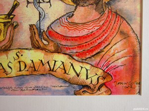 cadou deosebit Sfinții doctori fără de arginti Cosma si Damian rama lemn Olanda - imagine 4