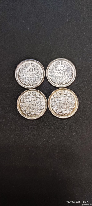 Monede argint 10 Cents, OLANDA, 1935, 1937, 1938