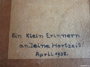 1938 Hummel Print Original  tablou mic rama lemn vintage Germania  - imagine 2