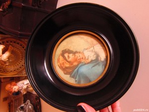 cadou rar tablou Maria Madonna cu pruncul colectie Italy anii'50 rama lemn - imagine 2