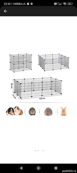 Cusca pentru animale mici, 143 x 73 x 46 cm - imagine 6
