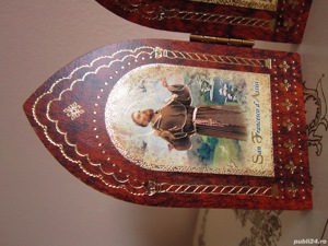 cadou rar diptic Sf.Francis  si Crucifix  Italia 1970 - imagine 2