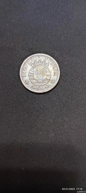 Moneda argint 5 Escudos, MOZAMBIC, 1960 - imagine 2