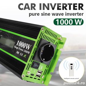 Invertor sinus pur 1000W/2000W, 12/24V, rulotă, auto-rulotă - imagine 4