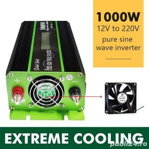 Invertor sinus pur 1000W/2000W, 12/24V, rulotă, auto-rulotă - imagine 6