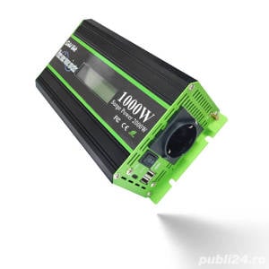 Invertor sinus pur 1000W/2000W, 12V sau 24V, rulotă, auto-rulotă, sisteme fotovoltaice