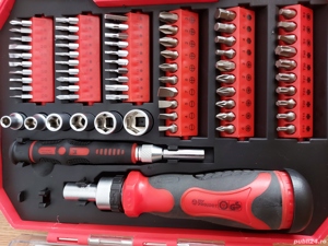 Trusa cu chei tubulare si set cu varfuri / biti, surubelnita cu clichet - imagine 6