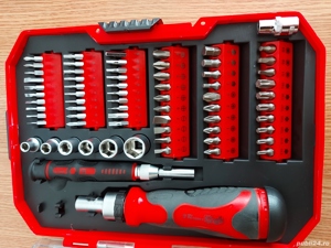 Trusa cu chei tubulare si set cu varfuri / biti, surubelnita cu clichet - imagine 8