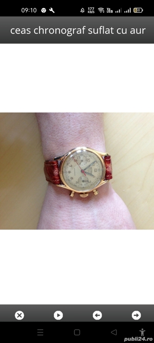 ceas chrinograf suflat cu aur 