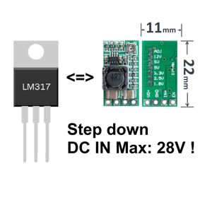 Mini sursa step down reglabila IN:4.5V-28V si 1.8V 2.5V 3.3V 5V 9V 12V adj