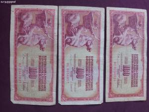 3 bancnote 100 dinari (2-1978, 1-1981) Iugoslavia