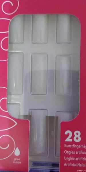 Tipsuri unghii false, nail kit, 24 buc+lipici+pila+batisor - imagine 4