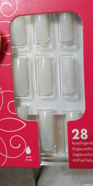 Tipsuri unghii false, nail kit, 24 buc+lipici+pila+batisor - imagine 6