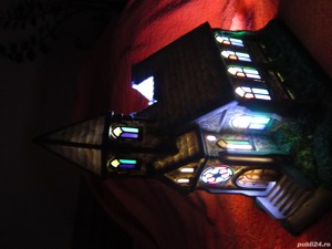 cadou rar Craciun Biserica Catedrala cu vitralii mare colectie PartyLite anii '80