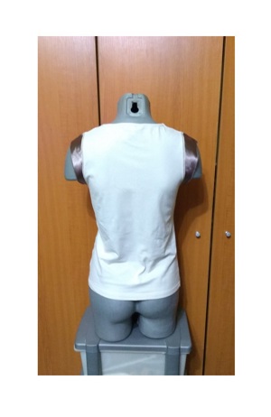 Bluza/ tricou fara maneci M&CO  bej cu imprimeu si strasuri, M - imagine 5